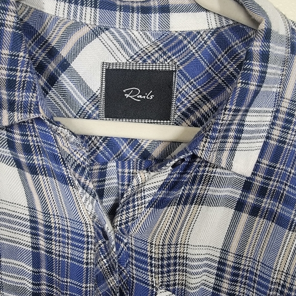 Rails long sleeved plain flannel button up shirt blue size small - Picture 2 of 6